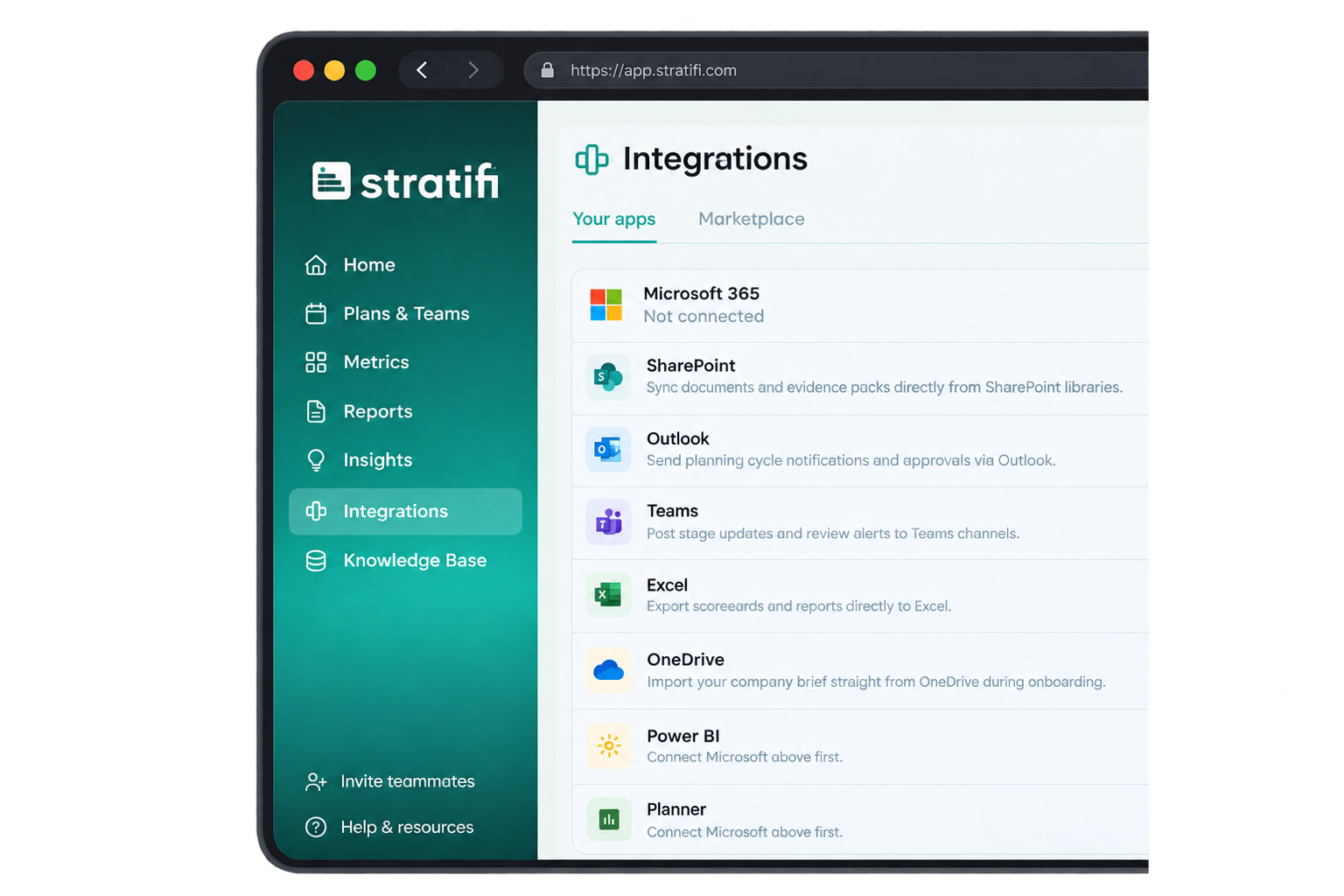 STRATIFI web application preview